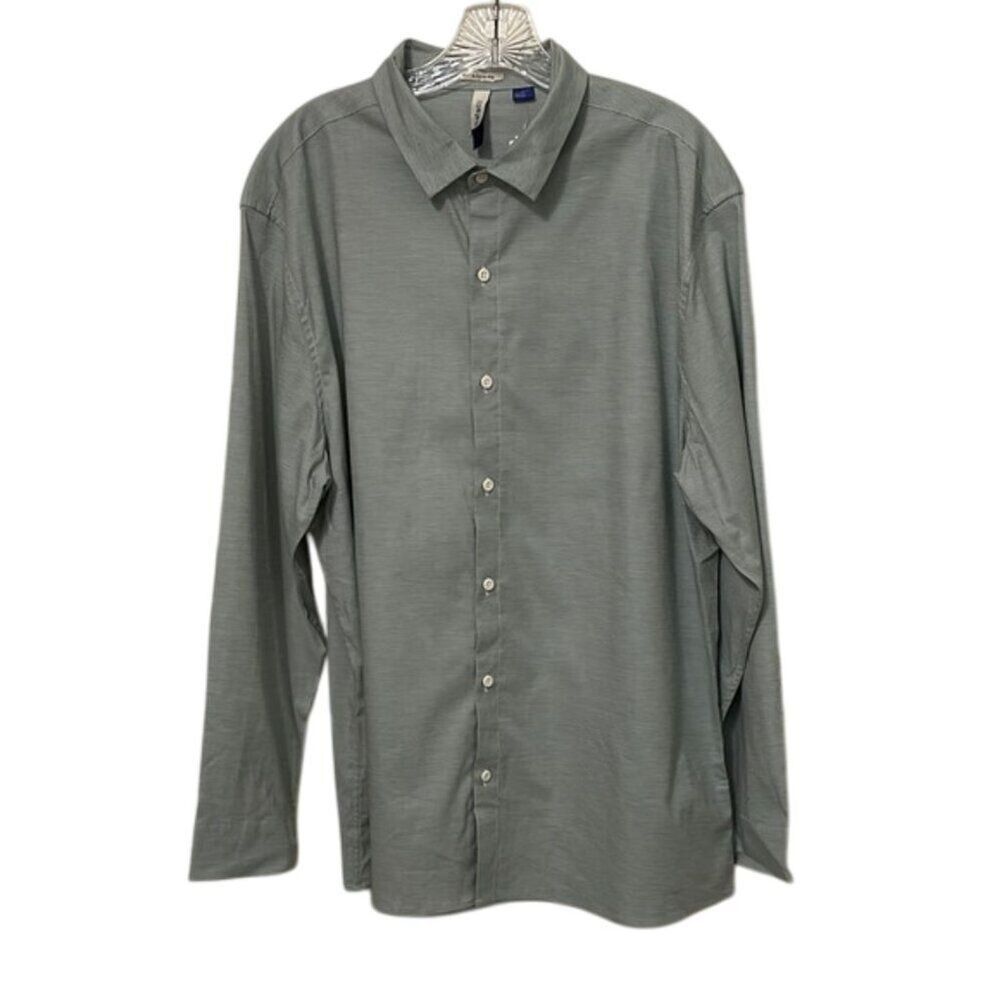 Artefact Stockholm Stretch Poplin Green striped Button Up Shirt Mens Size XL NEW